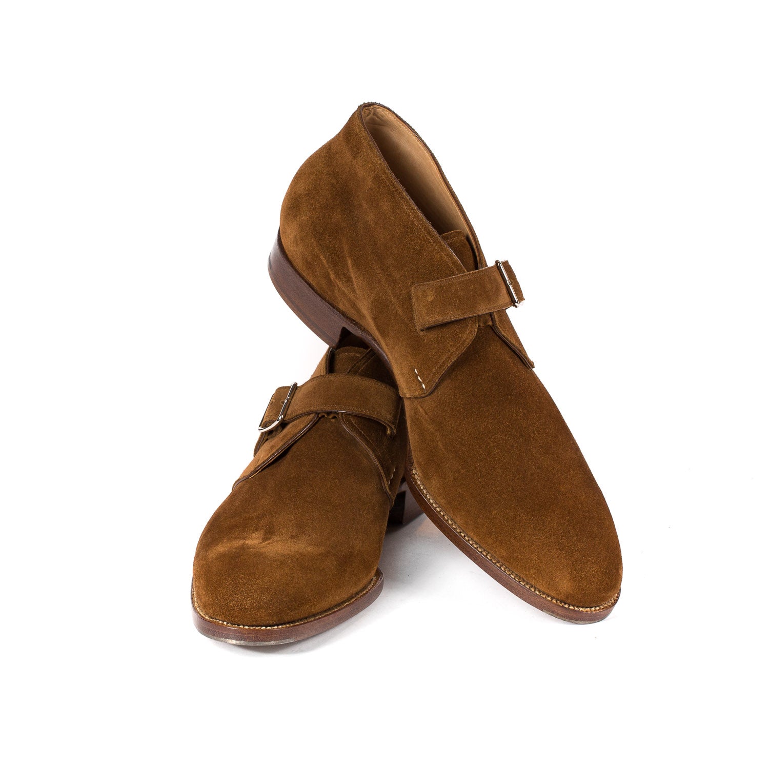 Monk-Bootee "Iconic" aus tabakbraunem Rauhleder - reine Handarbeit